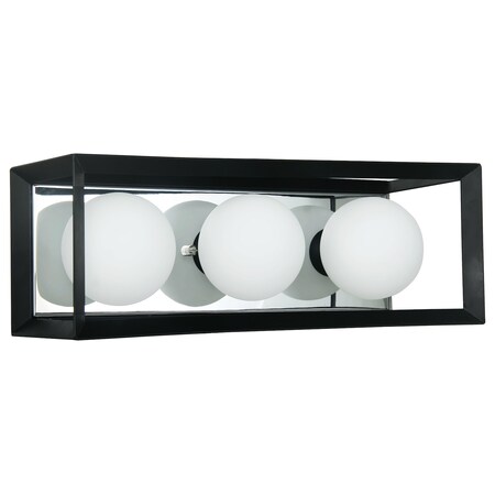 Dainolite 3Lt Halogen Vanity Black & Polished Chrome V166-3W-BK-PC